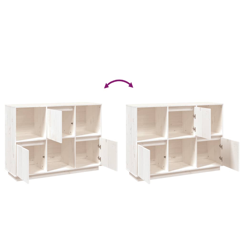 Dressoir 110,5X35X80 Cm Massief Grenenhout Wit