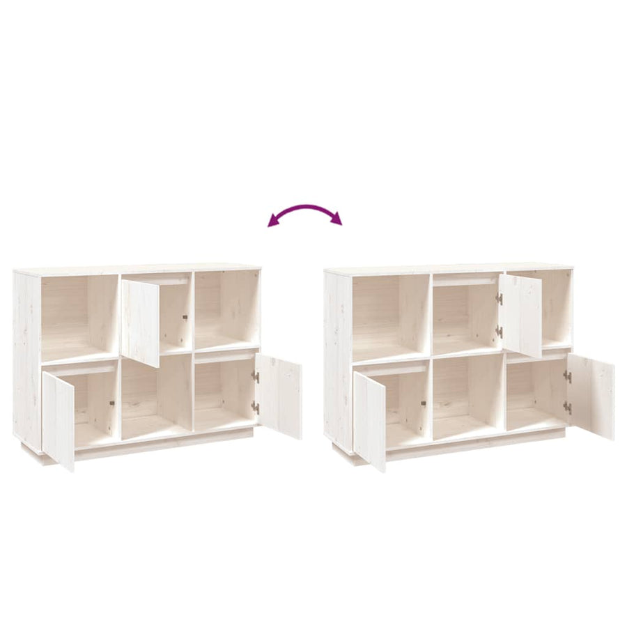 Dressoir 110,5X35X80 Cm Massief Grenenhout Wit