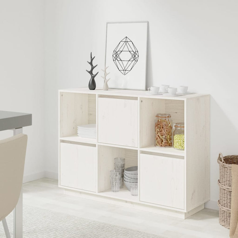 Dressoir 110,5X35X80 Cm Massief Grenenhout Wit
