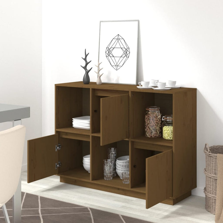 Dressoir 110,5X35X80 Cm Massief Grenenhout Honingbruin