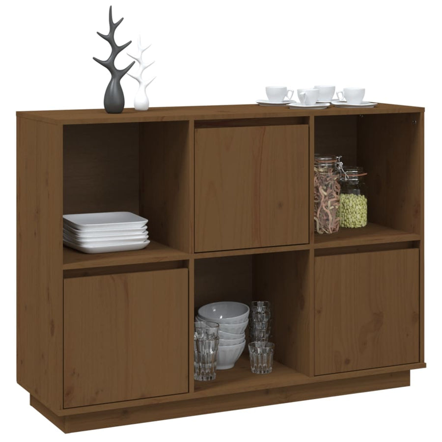 Dressoir 110,5X35X80 Cm Massief Grenenhout Honingbruin