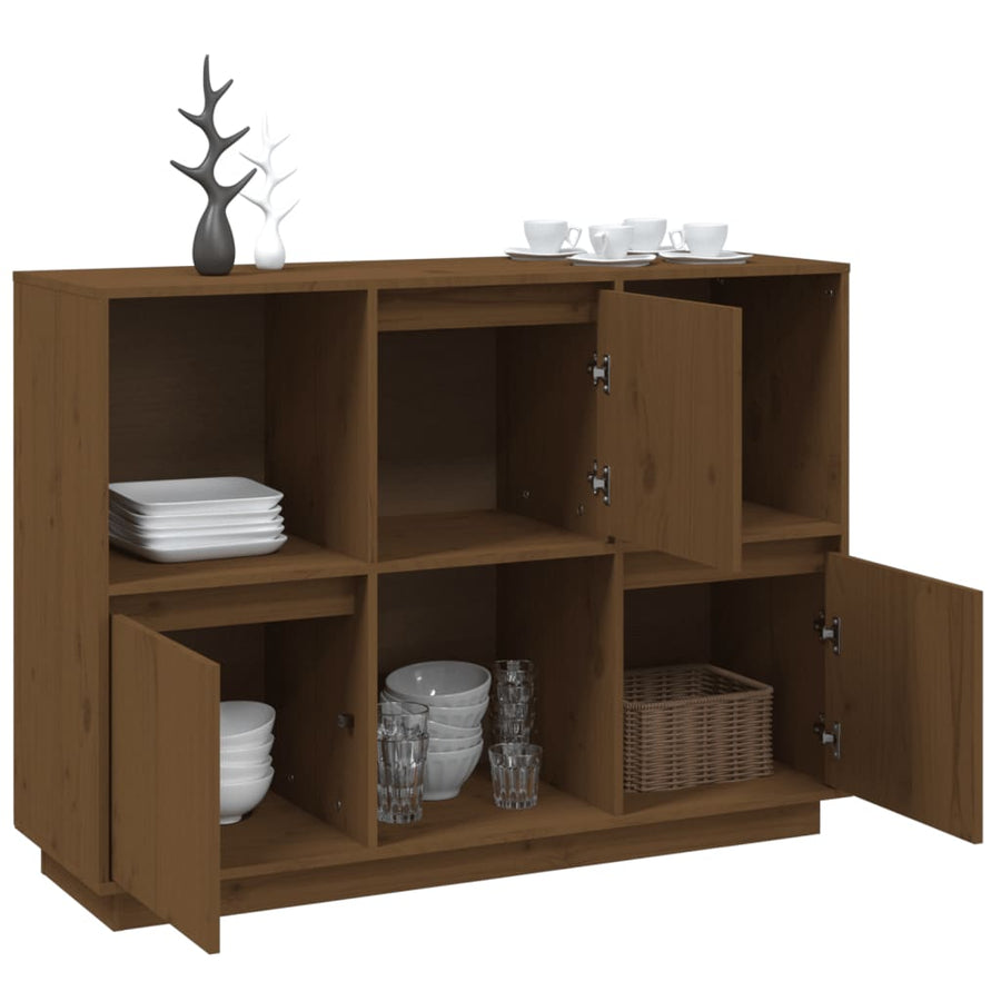 Dressoir 110,5X35X80 Cm Massief Grenenhout Honingbruin
