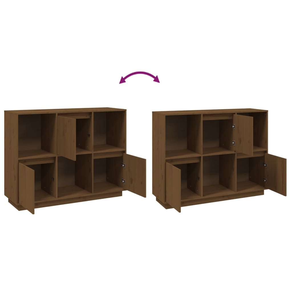 Dressoir 110,5X35X80 Cm Massief Grenenhout Honingbruin