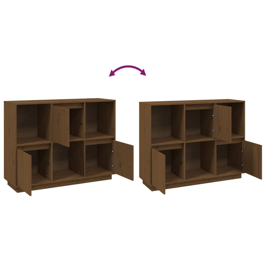 Dressoir 110,5X35X80 Cm Massief Grenenhout Honingbruin