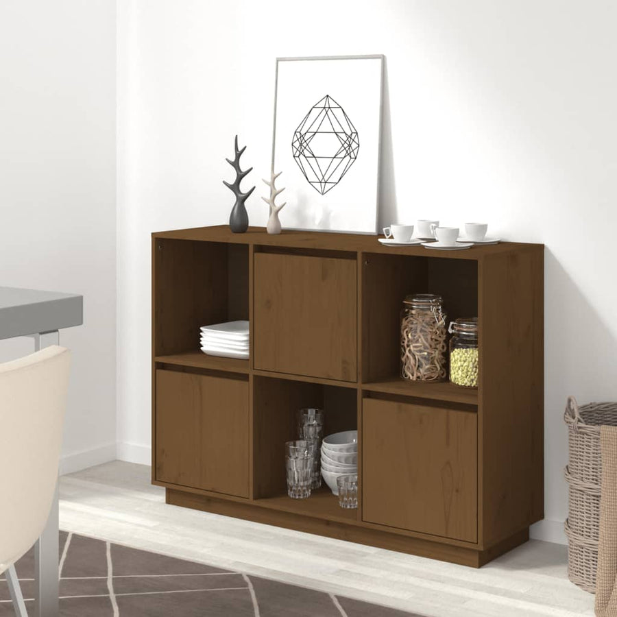 Dressoir 110,5X35X80 Cm Massief Grenenhout Honingbruin