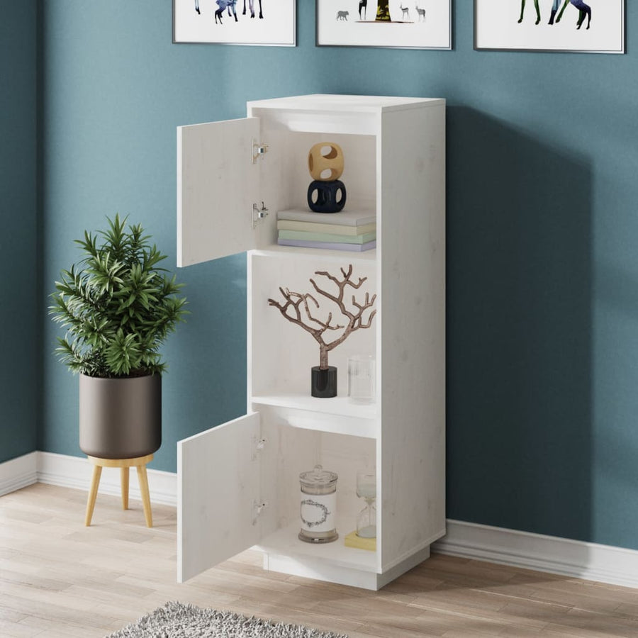Hoge Kast 38X35X117 Cm Massief Grenenhout Wit