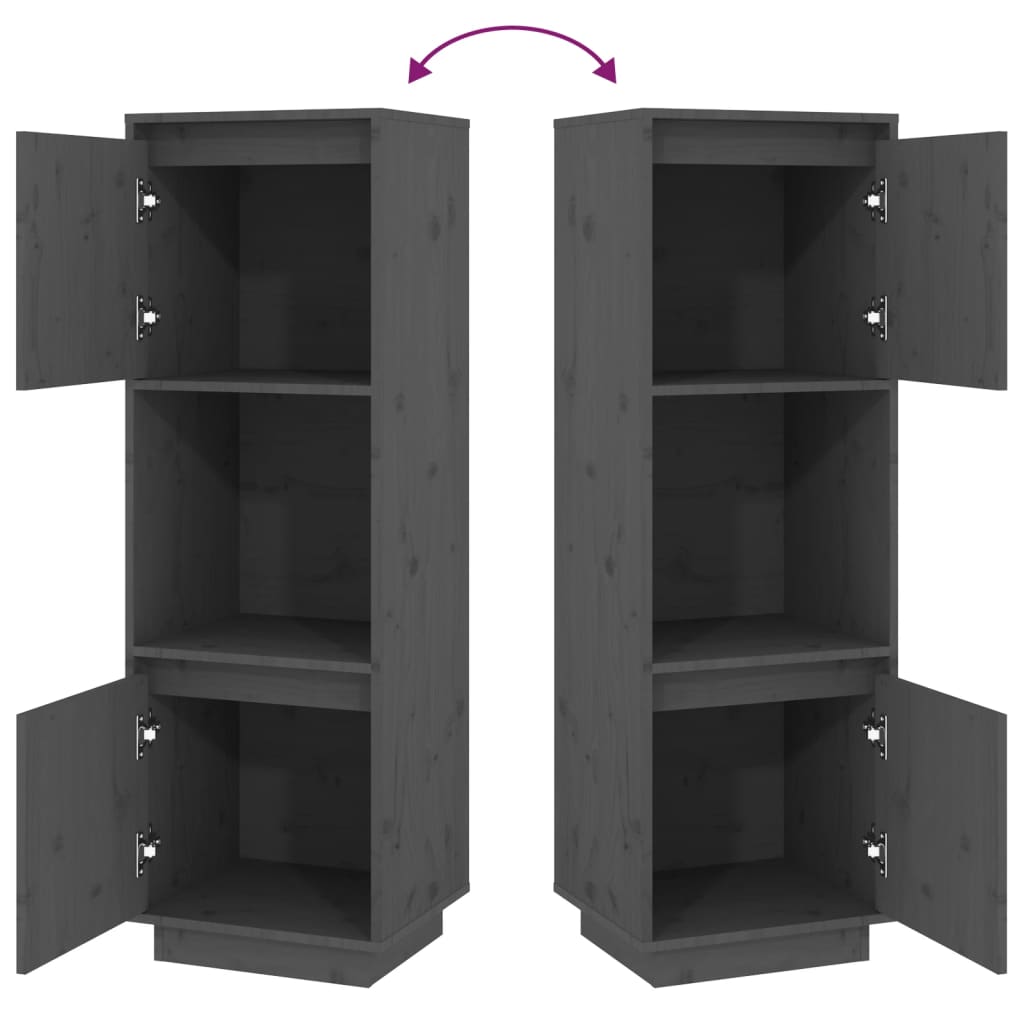 Hoge Kast 38X35X117 Cm Massief Grenenhout Grijs