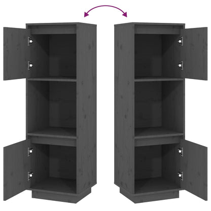 Hoge Kast 38X35X117 Cm Massief Grenenhout Grijs