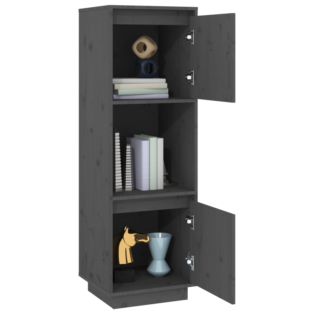 Hoge Kast 38X35X117 Cm Massief Grenenhout Grijs