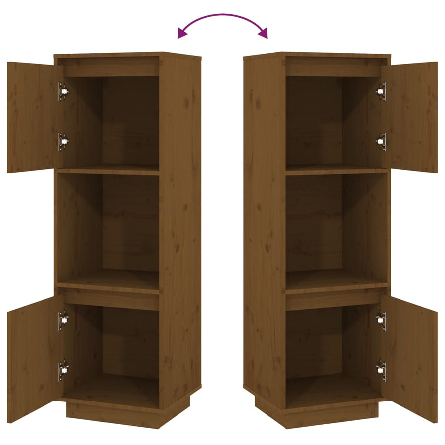 Hoge Kast 38X35X117 Cm Massief Grenenhout Honingbruin