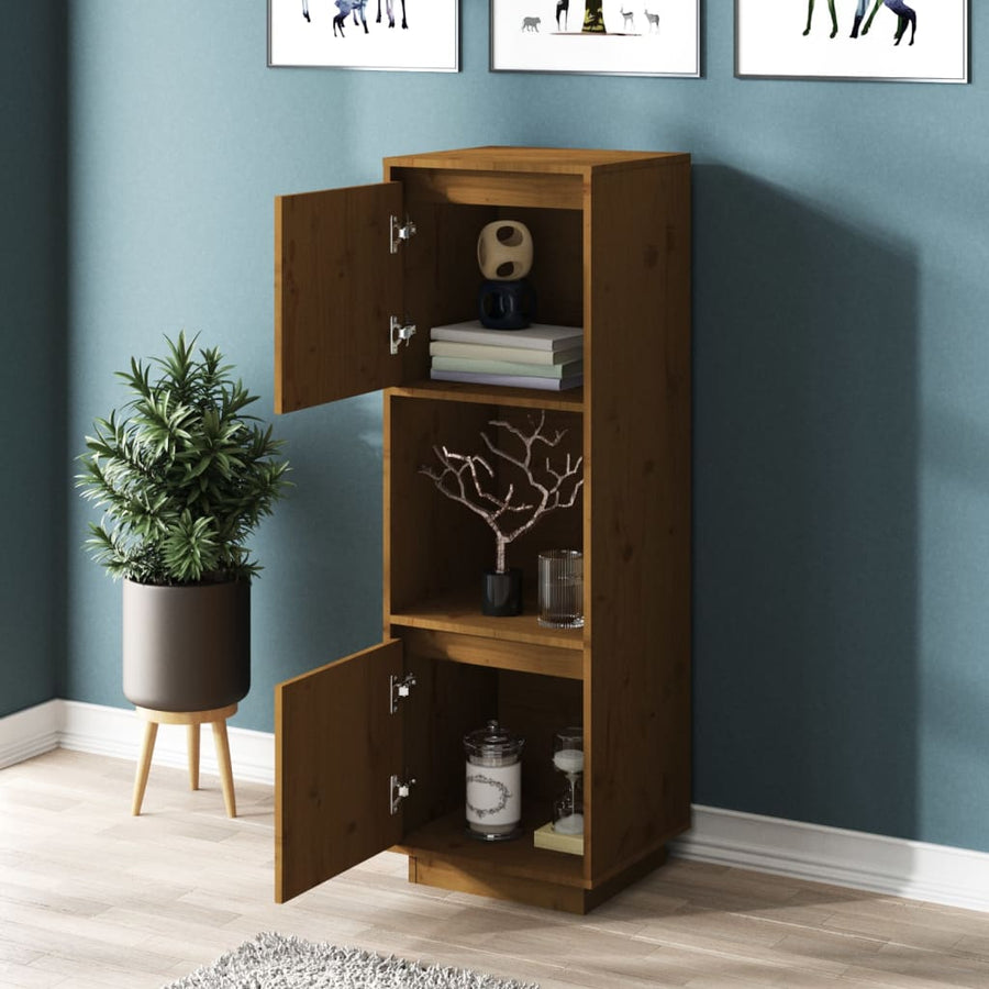 Hoge Kast 38X35X117 Cm Massief Grenenhout Honingbruin