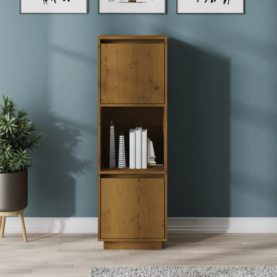 Hoge Kast 38X35X117 Cm Massief Grenenhout Honingbruin