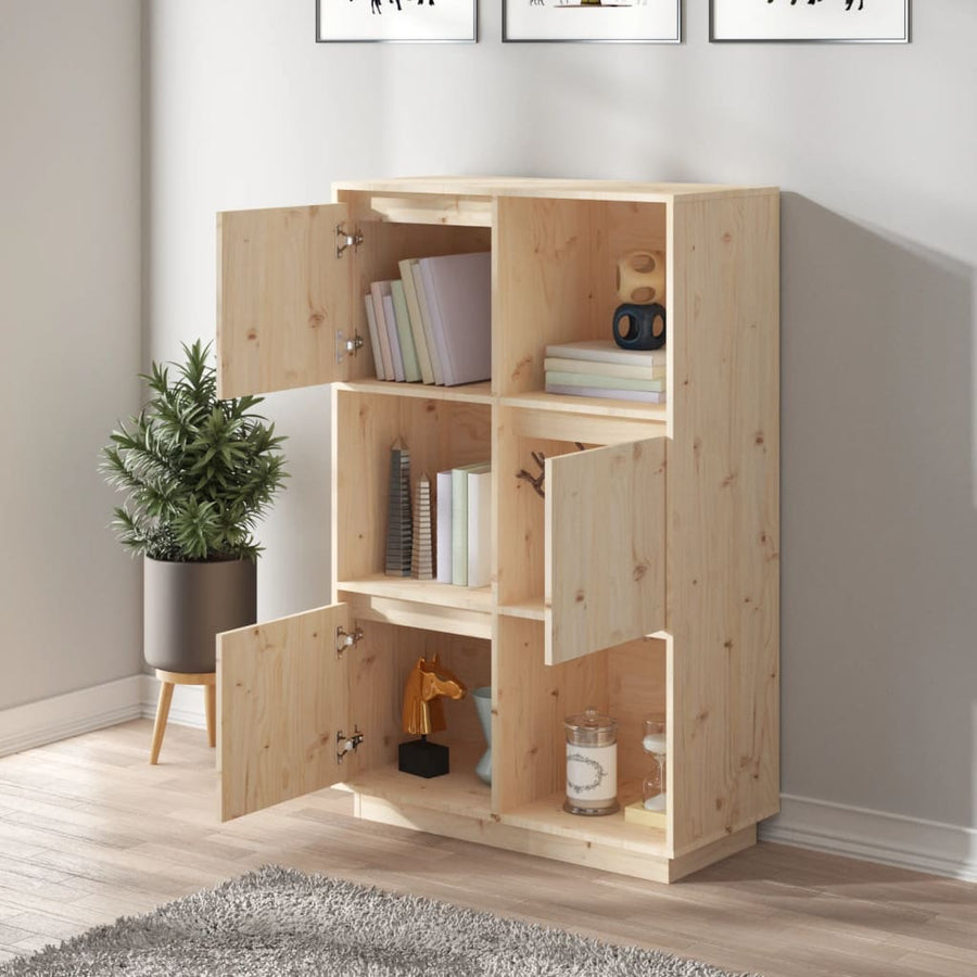 Hoge Kast 74X35X117 Cm Massief Grenenhout