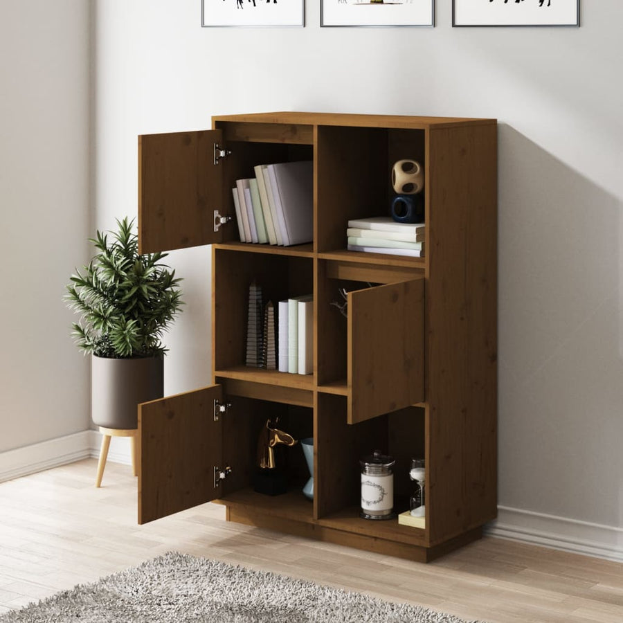 Hoge Kast 74X35X117 Cm Massief Grenenhout Honingbruin