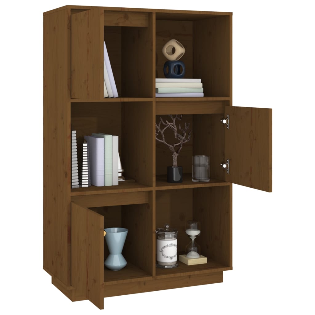 Hoge Kast 74X35X117 Cm Massief Grenenhout Honingbruin