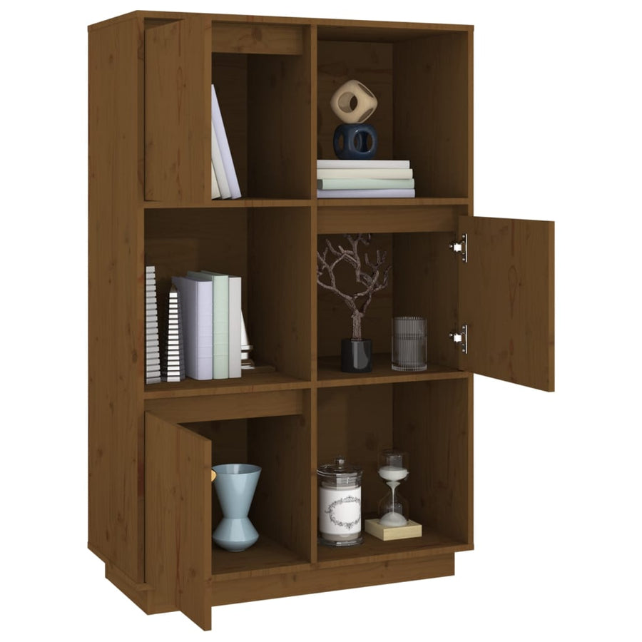 Hoge Kast 74X35X117 Cm Massief Grenenhout Honingbruin