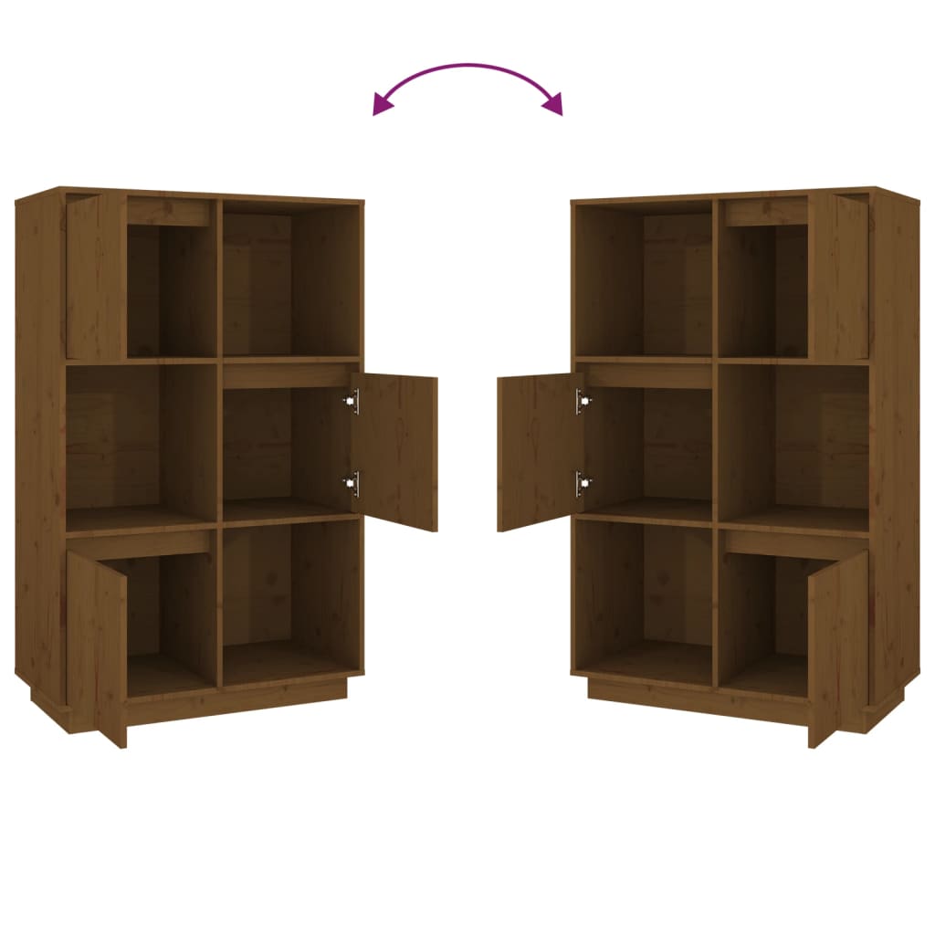 Hoge Kast 74X35X117 Cm Massief Grenenhout Honingbruin