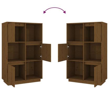 Hoge Kast 74X35X117 Cm Massief Grenenhout Honingbruin