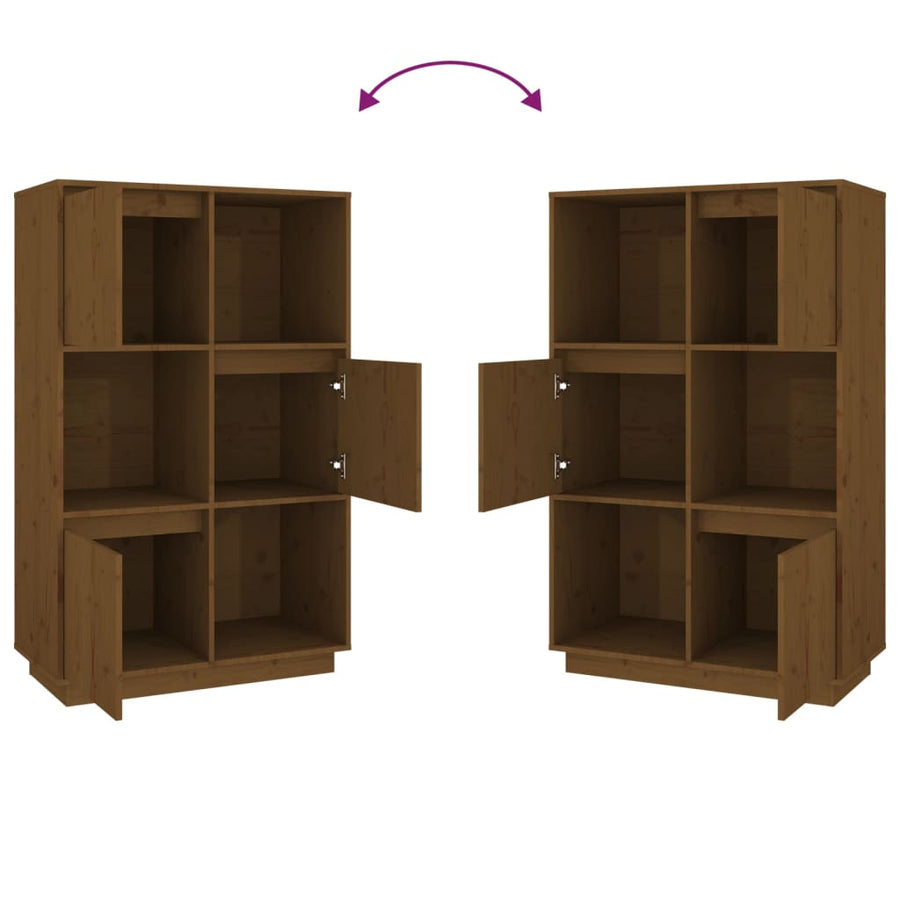 Hoge Kast 74X35X117 Cm Massief Grenenhout Honingbruin