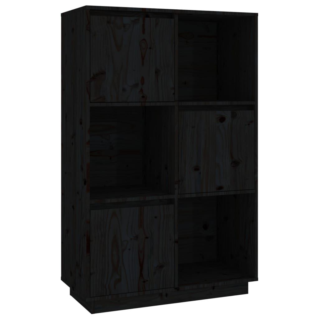 Hoge Kast 74X35X117 Cm Massief Grenenhout Zwart
