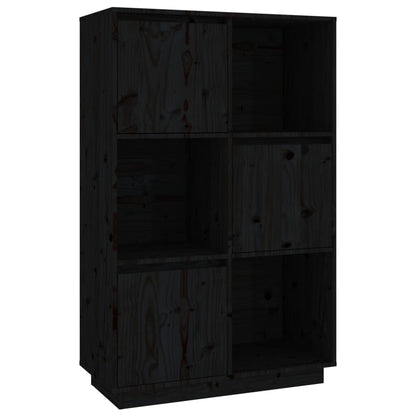 Hoge Kast 74X35X117 Cm Massief Grenenhout Zwart