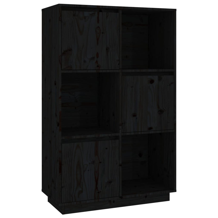 Hoge Kast 74X35X117 Cm Massief Grenenhout Zwart