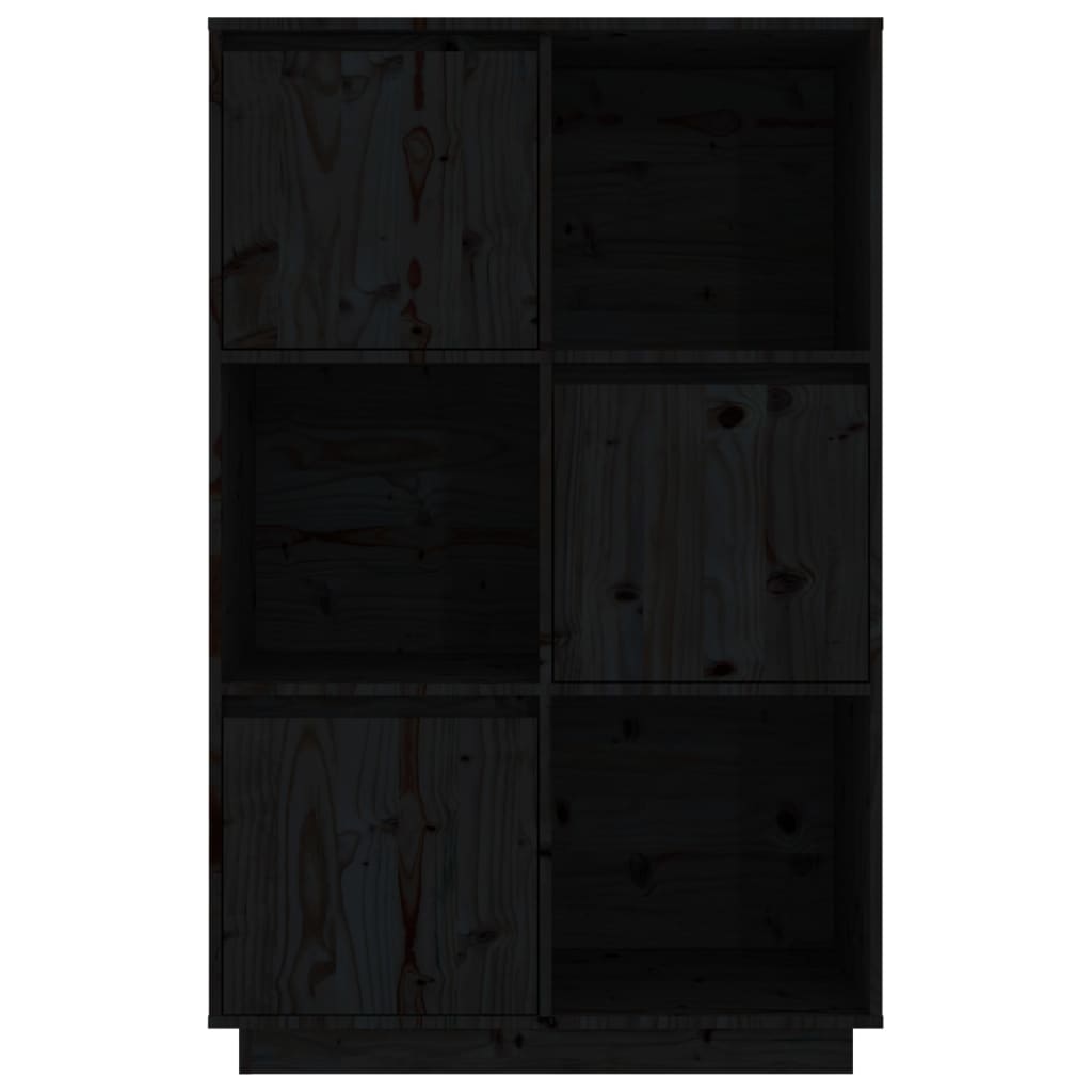 Hoge Kast 74X35X117 Cm Massief Grenenhout Zwart