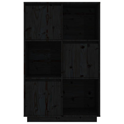 Hoge Kast 74X35X117 Cm Massief Grenenhout Zwart