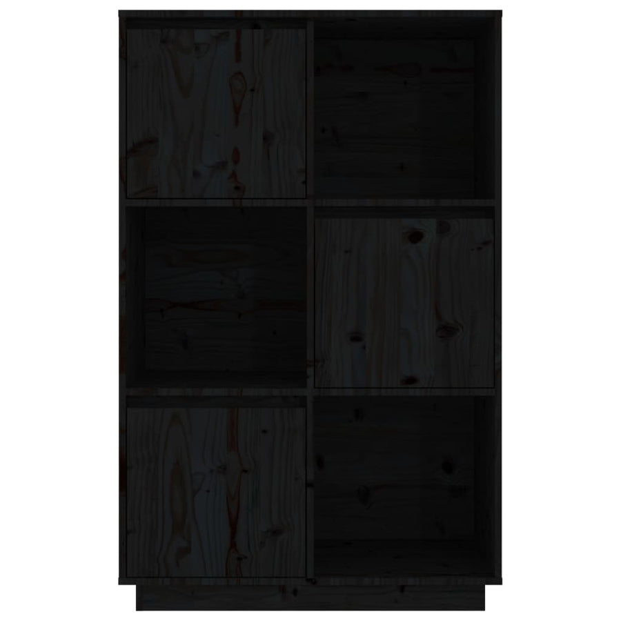 Hoge Kast 74X35X117 Cm Massief Grenenhout Zwart