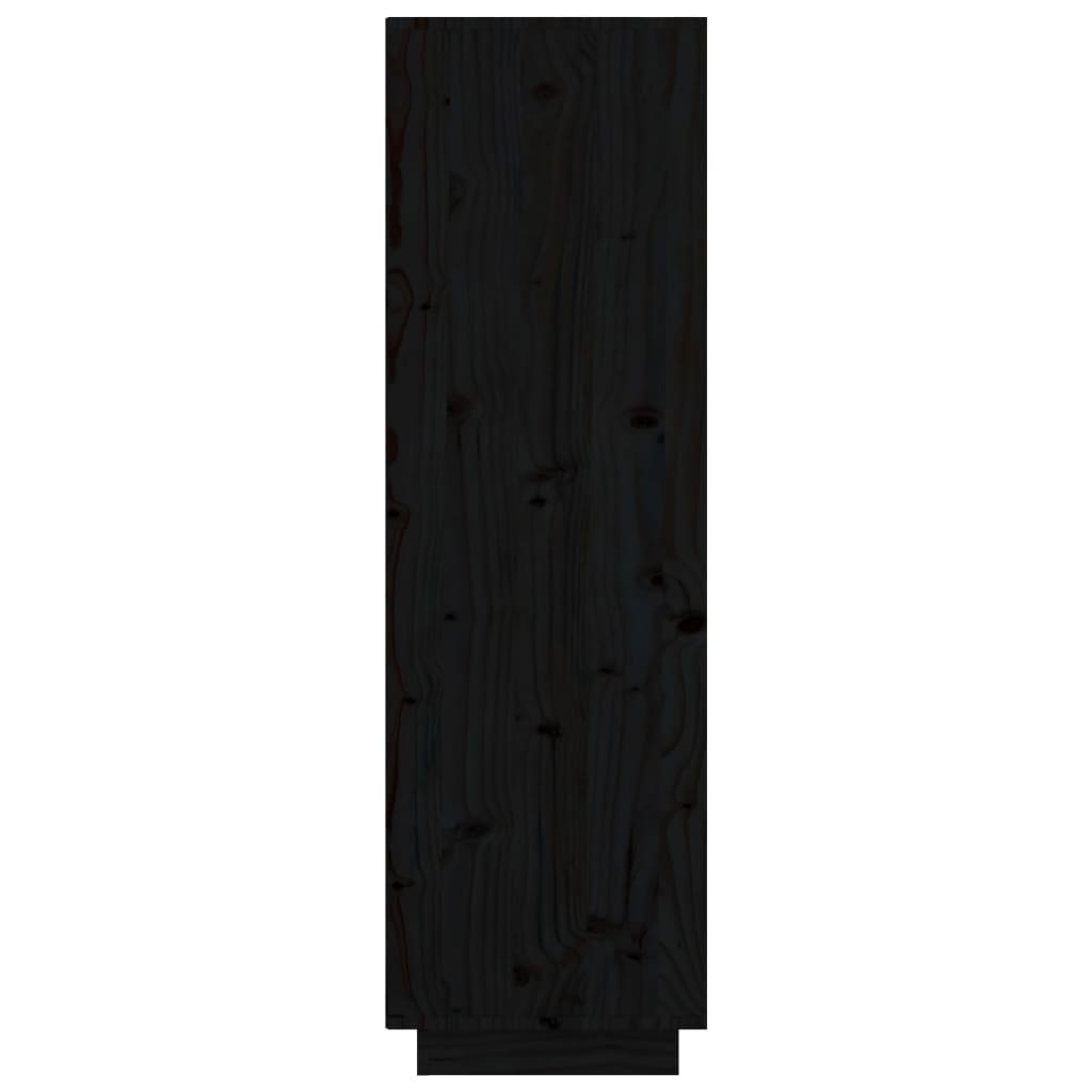 Hoge Kast 74X35X117 Cm Massief Grenenhout Zwart