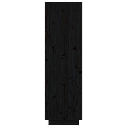 Hoge Kast 74X35X117 Cm Massief Grenenhout Zwart