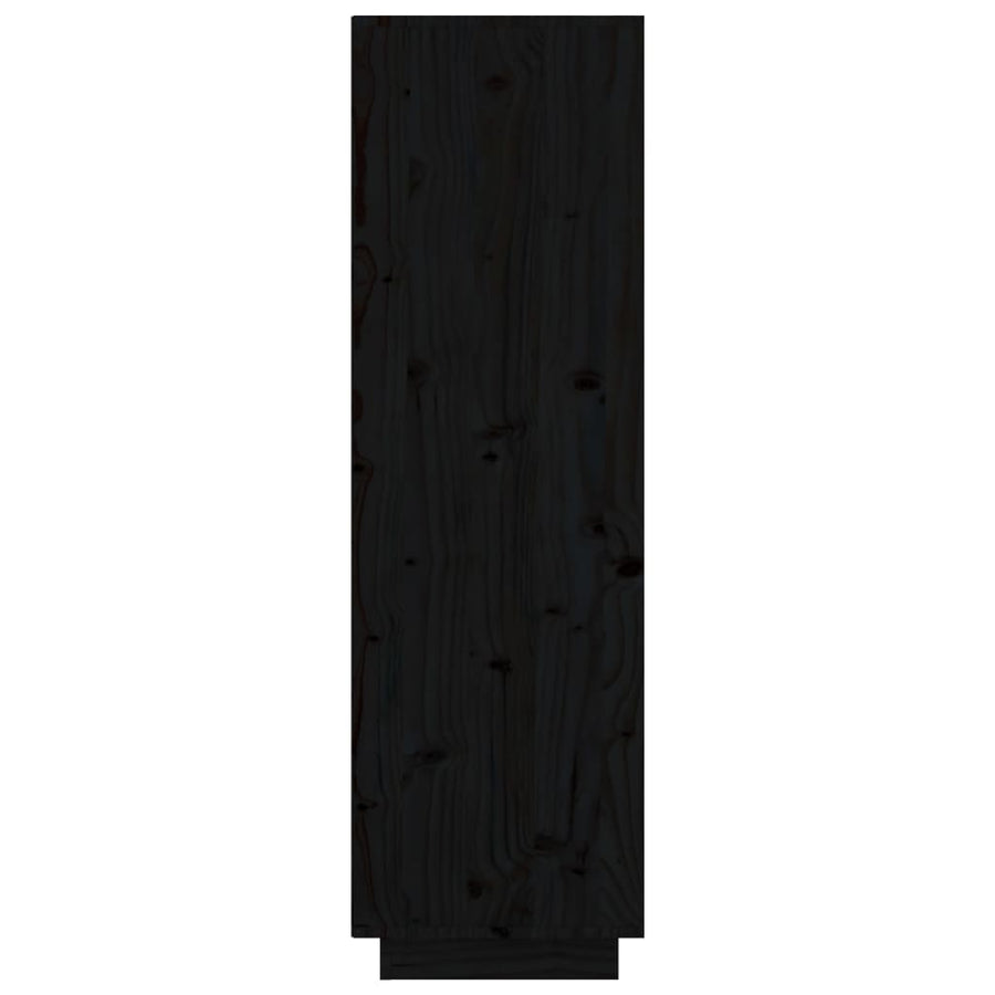 Hoge Kast 74X35X117 Cm Massief Grenenhout Zwart