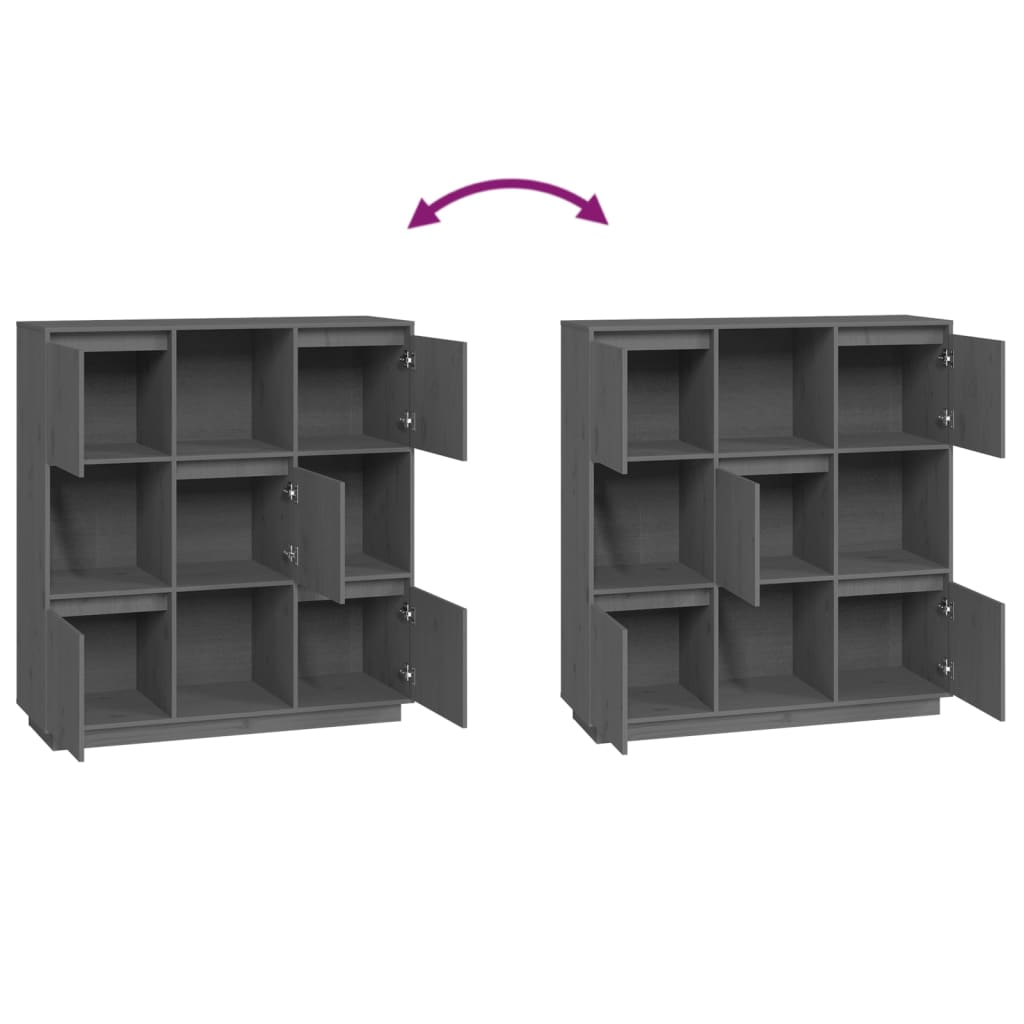 Hoge Kast 110,5X35X117 Cm Massief Grenenhout Grijs