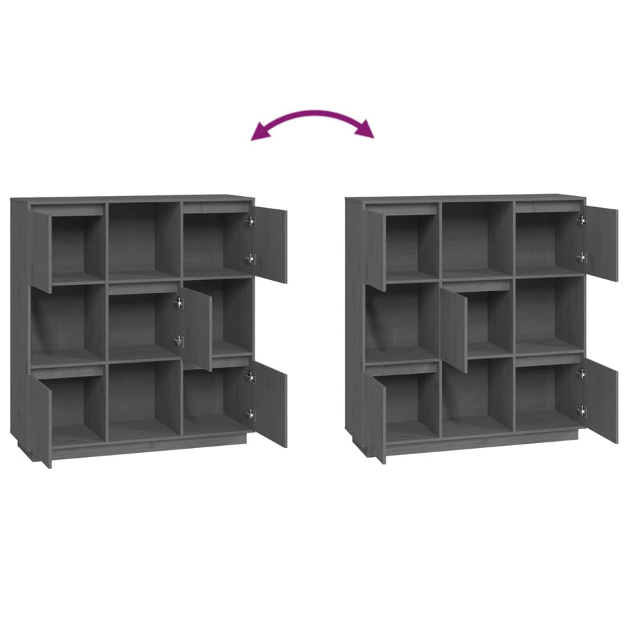 Hoge Kast 110,5X35X117 Cm Massief Grenenhout Grijs