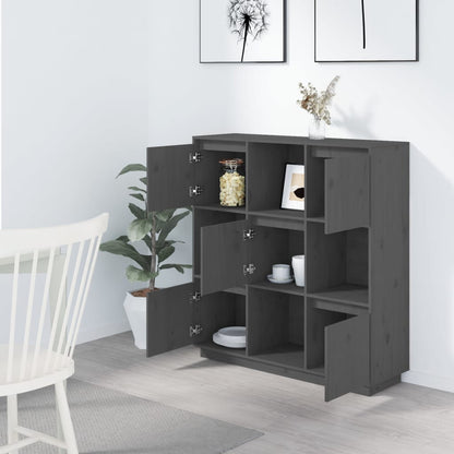 Hoge Kast 110,5X35X117 Cm Massief Grenenhout Grijs