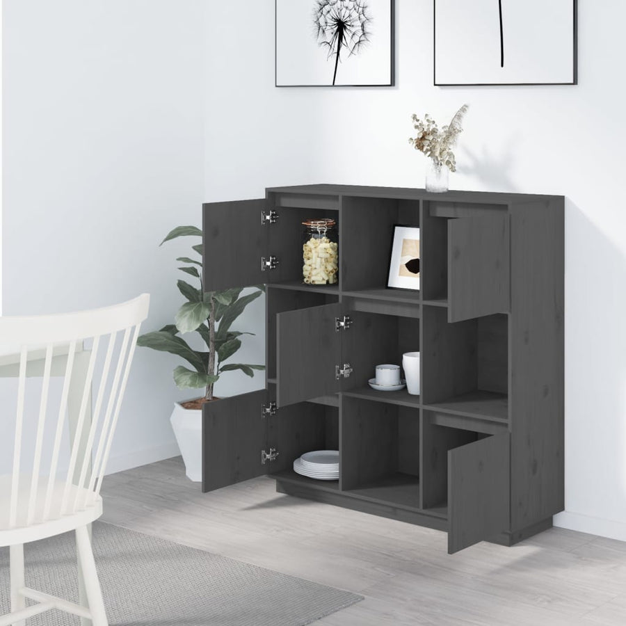 Hoge Kast 110,5X35X117 Cm Massief Grenenhout Grijs
