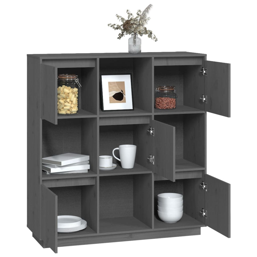 Hoge Kast 110,5X35X117 Cm Massief Grenenhout Grijs