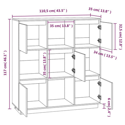 Hoge Kast 110,5X35X117 Cm Massief Grenenhout Grijs