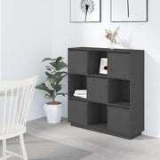 Hoge kast 110,5x35x117 cm massief grenenhout grijs