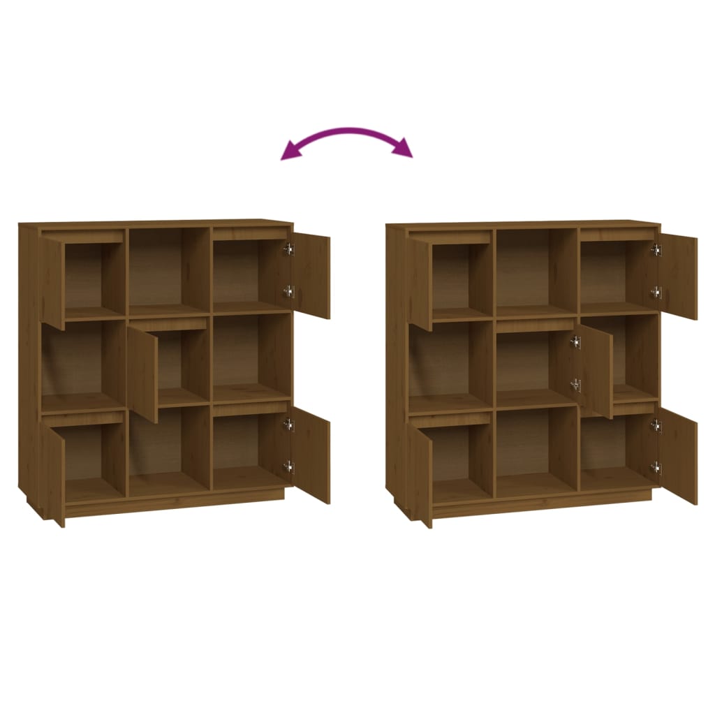Hoge Kast 110,5X35X117 Cm Massief Grenenhout Honingbruin