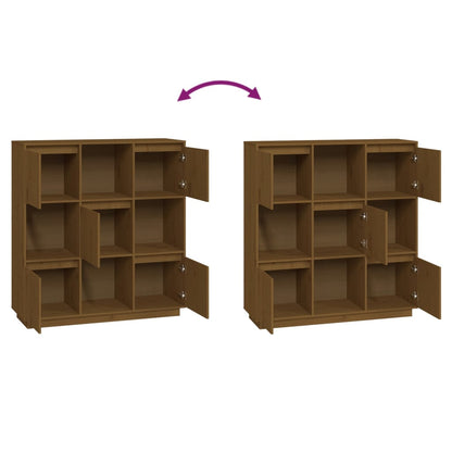 Hoge Kast 110,5X35X117 Cm Massief Grenenhout Honingbruin