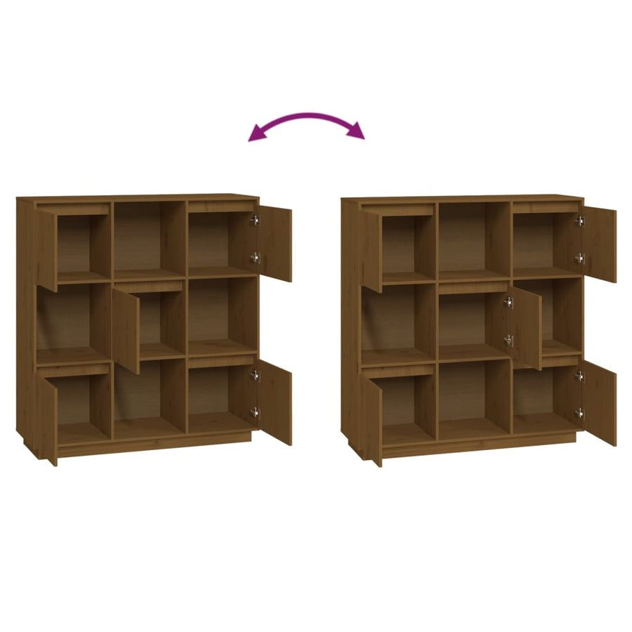 Hoge Kast 110,5X35X117 Cm Massief Grenenhout Honingbruin