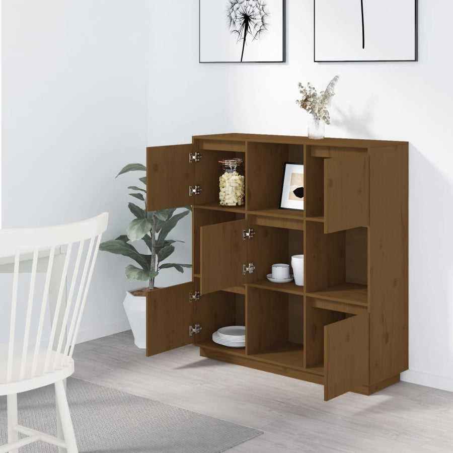 Hoge Kast 110,5X35X117 Cm Massief Grenenhout Honingbruin