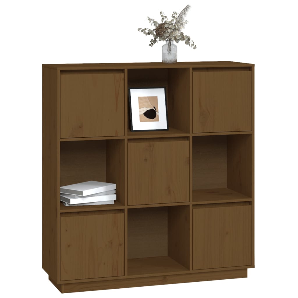 Hoge Kast 110,5X35X117 Cm Massief Grenenhout Honingbruin