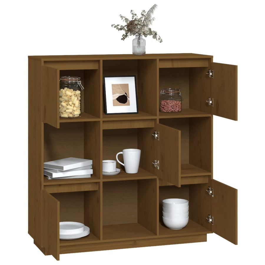 Hoge Kast 110,5X35X117 Cm Massief Grenenhout Honingbruin