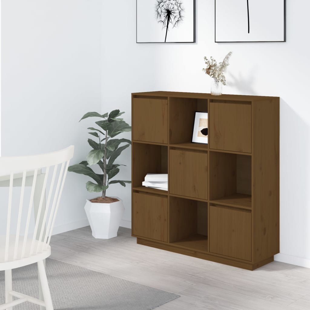 Hoge Kast 110,5X35X117 Cm Massief Grenenhout Honingbruin