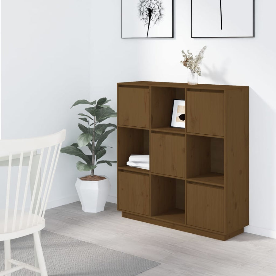 Hoge Kast 110,5X35X117 Cm Massief Grenenhout Honingbruin