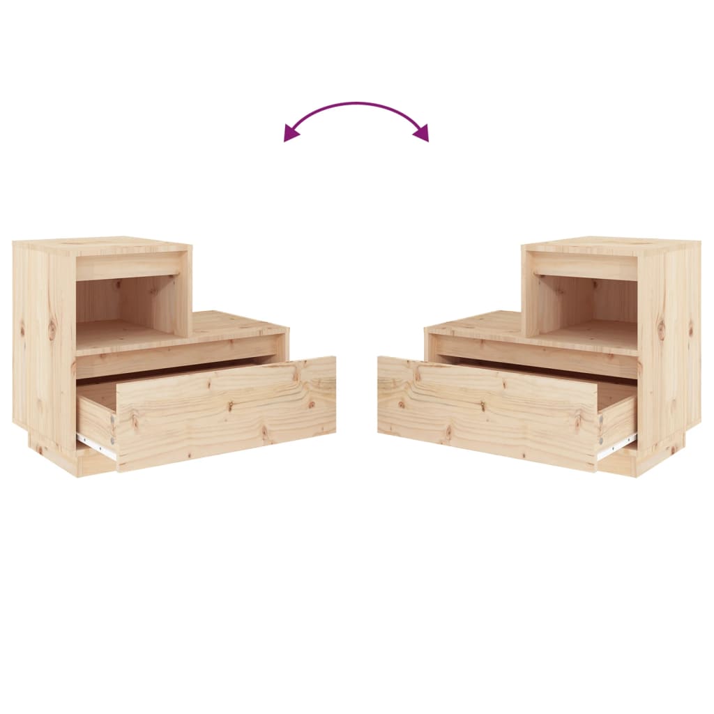 Nachtkastje 60X34X51 Cm Massief Grenenhout