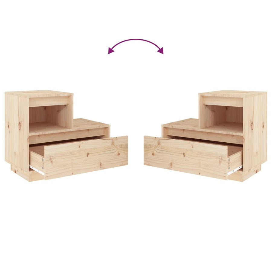 Nachtkastje 60X34X51 Cm Massief Grenenhout