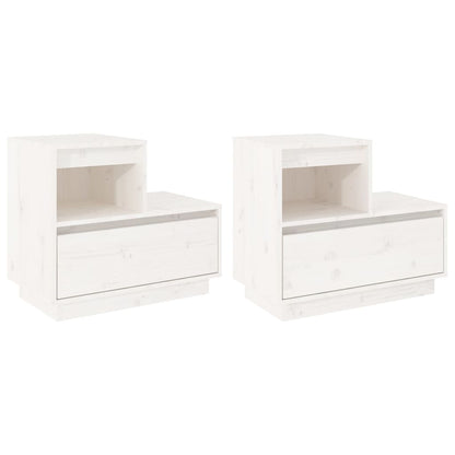 Nachtkastjes 2 St 60X34X51 Cm Massief Grenenhout Wit